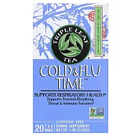 Triple Leaf Tea, Cold &amp; Flu Time Herbal Tea, Caffeine Free, 20 Tea Bags, 1.06 oz (30 g)