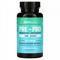 MAV Nutrition, Pre-Pro, пребиотик и пробиотик, 60 растительных капсул