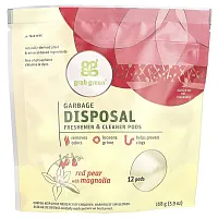 Grab Green, Garbage Disposal Freshener &amp; Cleaner Pods, Red Pear with Magnolia, 12 Pods, 5.9 oz (168 g)