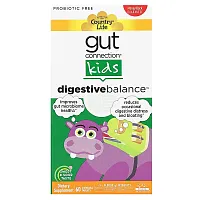 Country Life, Gut Connection Kids, Digestive Balance, Sweet &amp; Sour,  60 Chewable Tablets