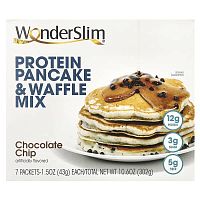 WonderSlim, Protein Pancake &amp; Waffle Mix, Chocolate Chip, 7 Packets, 1.5 oz (43 g) Each