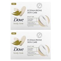 Dove, Body Love, мыло для ухода за кожей, склонной к экземе, без отдушек, 2 батончика по 106 г (3,75 унции)