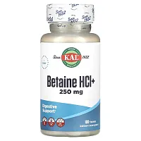 KAL, Betaine HCl+, 250 mg, 100 Tablets