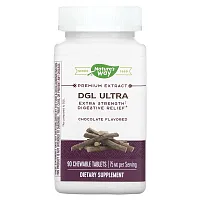 Nature&#x27;s Way, DGL Ultra, Extra Strength Digestive Relief, Chocolate, 75 mg, 90 Chewable Tablets