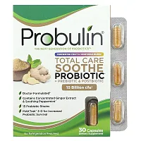 Probulin, Total Care Soothe Probiotic + Prebiotic &amp; Postbiotic, 15 Billion CFU, 30 Capsules