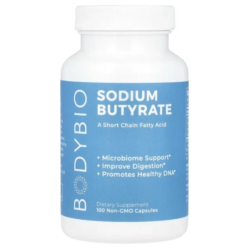 BodyBio, Sodium Butyrate, 100 Non-GMO Capsules