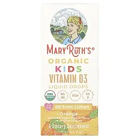 MaryRuth&#x27;s, Organic Kids Vitamin D3 Liquid Drops, 4-13 Years, Orange, 640 U, 0.5 fl oz (15 ml)