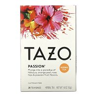 Tazo Teas, Passion, травяной чай, без кофеина, 20 чайных пакетиков, 52 г (1,8 унции)