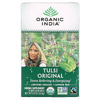 Organic India, Чай с туласи, оригинальный, без кофеина, 18 пакетиков, 32,4 г (1,14 унции)