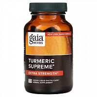 Gaia Herbs, Turmeric Supreme, повышенная сила действия, 120 веганских капсул с жидкостью Liquid Phyto-Caps