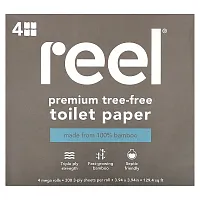 Reel, Premium Tree-Free Toilet Paper, 4 Mega Rolls