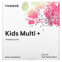 Thorne Research, Kids Multi+, Ages 4-12, Strawberry Kiwi, 30 Nutrient Discs