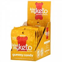 Kiss My Keto, Keto Gummy Bears, жевательные мармеладки в форме мишек, подходит для кетодиеты, со вкусом фруктов, 12 пакетиков по 23 г (0,79 унции)