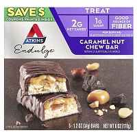 Atkins, Endulge, Caramel Nut Chew Bar, 5 Bars, 1.2 oz (34 g) Each