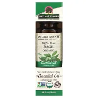 Nature&#x27;s Answer, 100% Pure Organic Essential Oil, Sage, 0.5 fl oz (15 ml)