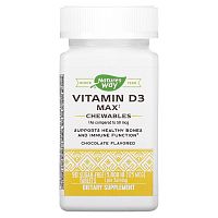 Nature's Way, Vitamin D3 Max, шоколад, 125 мкг (5000 МЕ), 90 таблеток без сахара