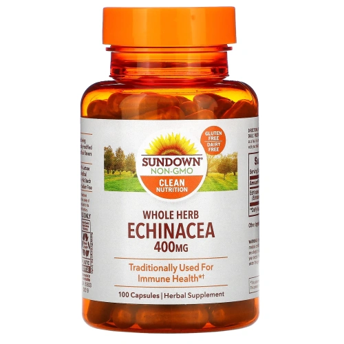 Sundown Naturals, эхинацея (цельное растение), 400 мг, 100 капсул