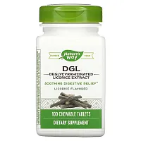 Nature&#x27;s Way, DGL, Deglycyrrhizinated Licorice Extract, Licorice, 100 Chewable Tablets