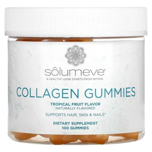 Solumeve, Collagen Gummies, Gelatin Free, Tropical Fruit, 100 Gummies