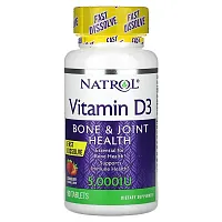 Natrol, Vitamin D3, Bone &amp; Joint Health, Strawberry Natural Flavor, 5,000 IU, 90 Tablets