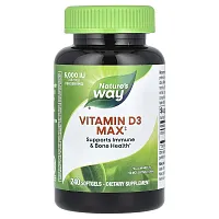 Nature&#x27;s Way, Vitamin D3 Max, 125 mcg (5,000 IU), 240 Softgels