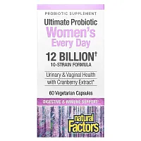 Natural Factors, Ultimate Probiotic Women&#x27;s Every Day, 12 Billion, 60 Vegetarian Capsules