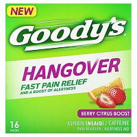 Goody&#x27;s, Hangover, Fast Pain Relief,  Berry Citrus Boost, 16 Packs