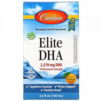 Carlson, Elite DHA натуральный апельсиновый вкус, 2270 мг, 100 мл (3,3 жидк. унции)