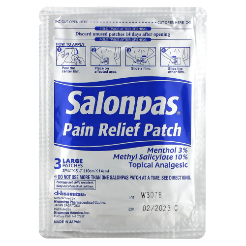 Salonpas, Пластырь обезболивающий, большой, 9 пластырей фото 3