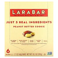 Larabar, The Original Real Fruit & Nut Bar, печенье с арахисовой пастой, 6 батончиков по 48 г (1,7 унции)