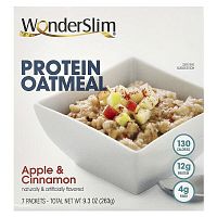 WonderSlim, Protein Oatmeal, Apple &amp; Cinnamon, 7 Packets, 38 g Each