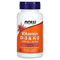 NOW Foods, Vitamin D-3 &amp; K-2, 120 Veg Capsules