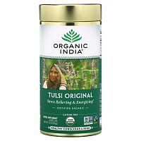 Organic India, Листовой чай тулси, священный базилик, оригинальный вкус, без кофеина, 100 г (3,5 унции)