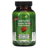 Irwin Naturals, Body Fat Diet, System-Six Red, 72 Liquid Soft-Gels