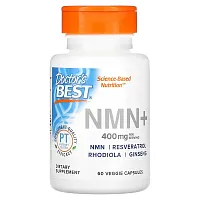 Doctor&#x27;s Best, NMN+, 400 mg, 60 Veggie Capsules (200 mg per Capsule)