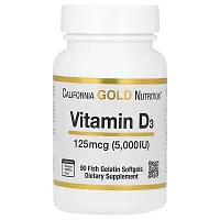 California Gold Nutrition, Vitamin D3, 125 mcg (5,000 IU), 90 Fish Gelatin Softgels