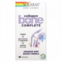 Solaray, Collagen Bone Complete, усовершенствованная формула костной матрицы, 90 капсул с оболочкой из ингредиентов растительного происхождения