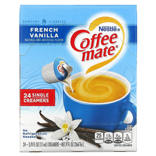 Coffee Mate, Coffee Creamer, French Vanilla , 24 Single Creamers