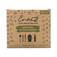 Earth&#x27;s Natural Alternative, Compostable Pre Rolled Napkins with Knife, Fork and Spoon, 50 Rolls