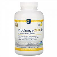 Nordic Naturals, ProOmega 2000-D, со вкусом лимона, 1250 мг, 120 мягких желатиновых капсул