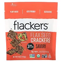 Flackers, Flax Seed Crackers, Savory, 5 oz (142 g)