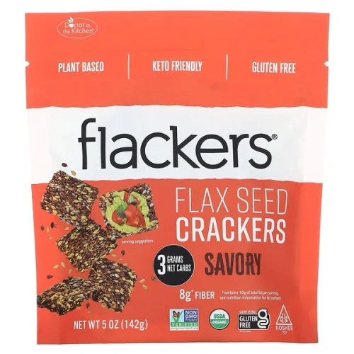 Flackers, Flax Seed Crackers, Savory, 5 oz (142 g)