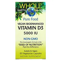 Natural Factors, Whole Earth &amp; Sea, Vegan Bioenhanced Vitamin D3, 5,000 IU, 60 Vegetarian Capsules