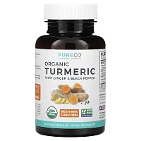 Pure Co., Organic Turmeric With Ginger &amp; Black Pepper, 60 Vegan Capsules