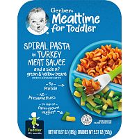 Gerber, Mealtime for Toddlers, от 12 месяцев, спиральная паста по-турецки с мясным соусом и гарниром из зеленой и желтой фасоли, 189 г (6,67 унции)