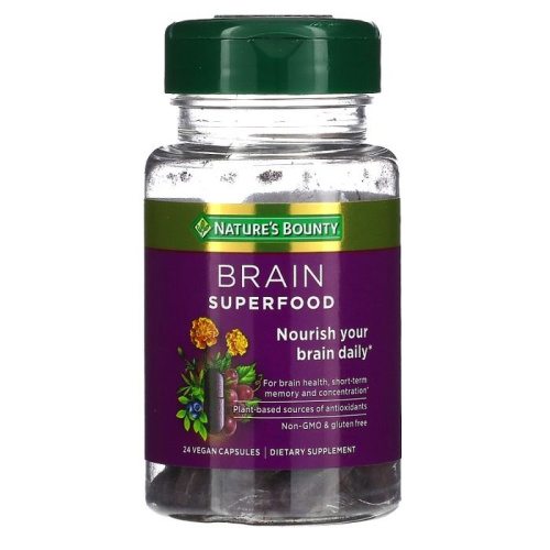 Nature's Bounty, Brain Superfood, 24 Vegan Capsules фото 3