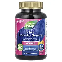 Nature&#x27;s Way, Women&#x27;s 3-in-1 Probiotic Gummy, Orange, 2 Billion CFU, 60 Gummies, (1 Billion CFU per Gummy)