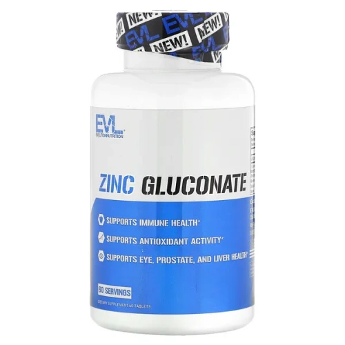 EVLution Nutrition, Zinc Gluconate, 60 Tablets