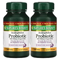 Nature&#x27;s Bounty, Acidophilus Probiotic, Twin Pack, 100 Tablets Each