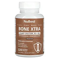 NuBest, Bone Xtra, Plant Calcium, D3 + K2, 120 Vegetarian Capsules